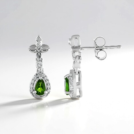 Orecchini in argento con Diopside Russo