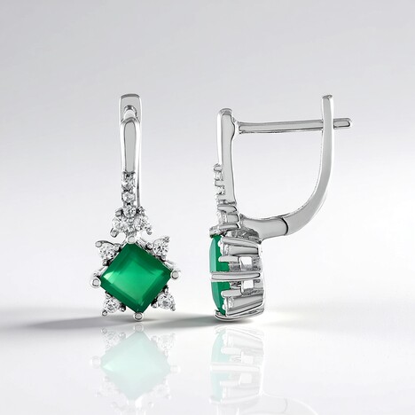 Orecchini in argento con Onice Verde
