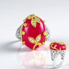Bague en argent et Calcedoine framboise