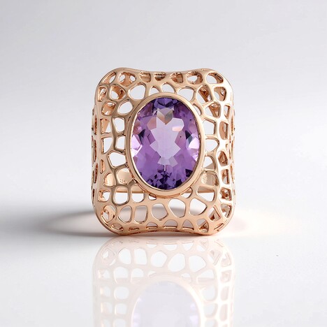 Anello in argento con Ametista Rose de France (Ornaments by de Melo)