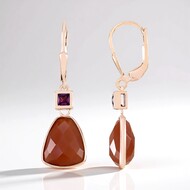 Pendientes en plata con Piedra de luna chocolate (KM by Juwelo)
