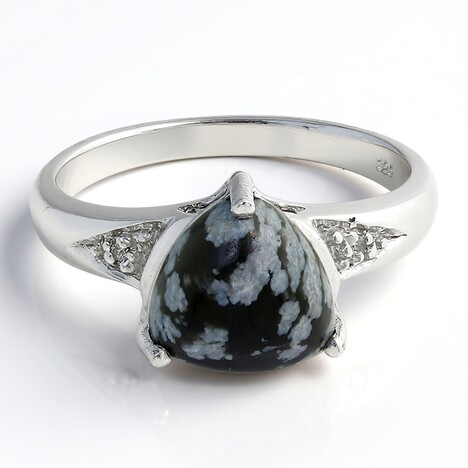 Anello in argento con Ossidiana Fiocco di Neve