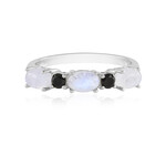 Zilveren ring met regenboog maanstenen