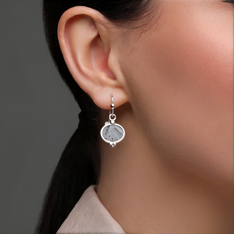 Boucles d'oreilles en argent et Météorite d'Alétaï