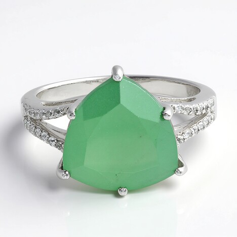 Bague en argent et Calcédoine verte