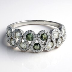 Anello placcato in platino con Zaffiro Verde (non riscaldato)
