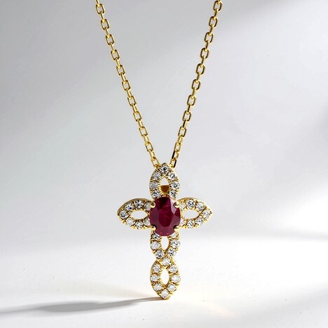 Collana in oro con Rubino Mozambico AAA (CIRARI)
