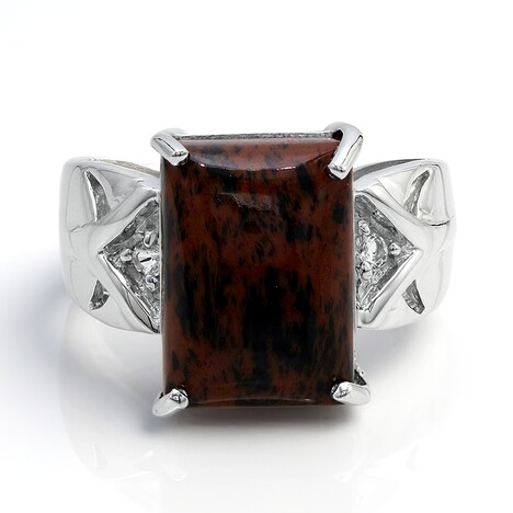 Anello in argento con Ossidiana Mogano