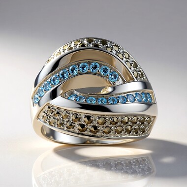 Pierścionek ze srebra - Topaz niebieski Swiss Blue (Annette classic)