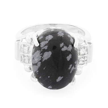 Schneeflocken-Obsidian-Silberring
