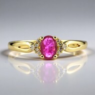 Anillo en oro con Rubí de Mozambique AAA (CIRARI)