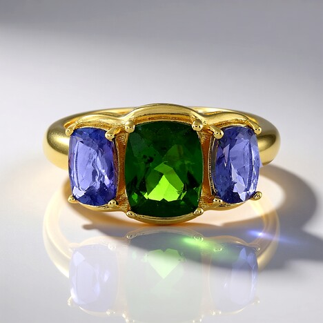 Anello in argento con Diopside Russo