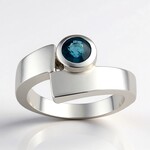 Anello in argento con Cianite Blu Foglia di Tè (Pallanova)