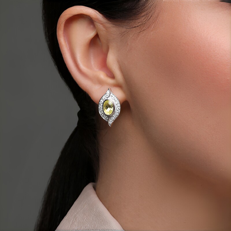 Gelber Skapolith-Silberohrringe