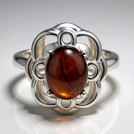 Anello in argento con Occhio di Tigre Rosso