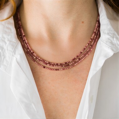 Collier en argent et Rhodonite