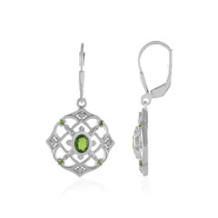 Boucles d'oreilles en argent et Diopside de Russie
