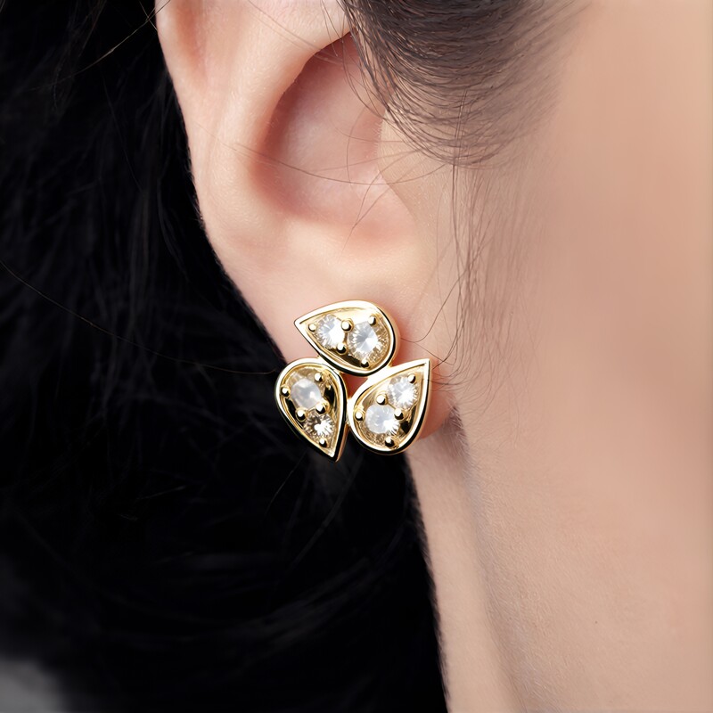 Pendientes en oro con Diamante champán I2 (de Melo Gold)