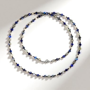 Naszyjnik ze srebra rodowanego - Lapis lazuli (Riya)