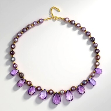 Collana in argento con Ametista Zambiana (Riya)