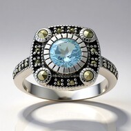 Anillo en plata con Topacio azul cielo (Annette classic)