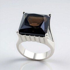 Anello in argento con Quarzo Fumè