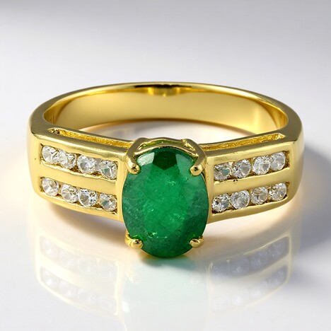 Anello placcato in oro con Smeraldo Bahia