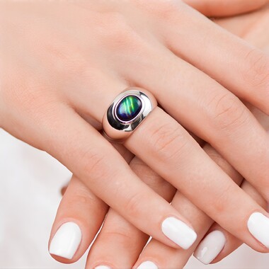 Ammolite Silver Ring