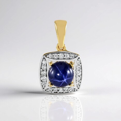 Ciondolo in argento con Zaffiro Stellato Blu