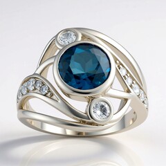 Anello in argento con Topazio Blu Londra (de Melo Essence)