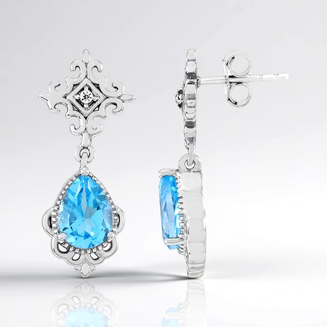 Orecchini in argento con Topazio Blu Svizzero