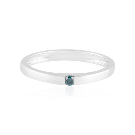 Blauer I3 Brillant-Silberring