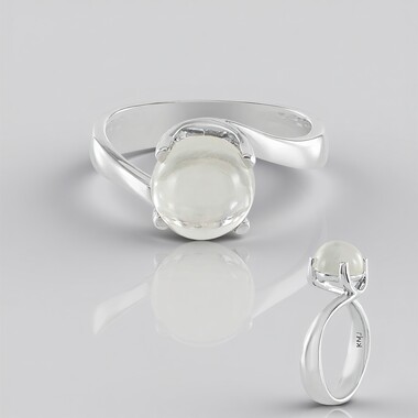Anillo en plata con Piedra de luna verde (KM by Juwelo)