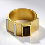 Anello placcato in oro con Quarzo Fumè (MONOSONO COLLECTION)