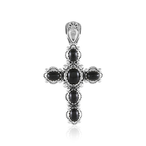 Schwarzer Onyx-Silberanhänger (Desert Chic)