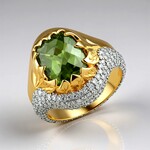 Anello in oro con Tormalina Verde Brasiliana (SUHANA)