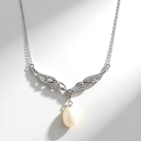 Collana in argento con Perla d'Acqua Dolce Bianca