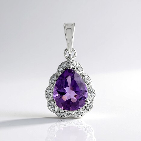 Pendentif en argent et Améthyste Rose de France