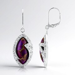 Orecchini in argento con Turchese Mohave Kingman Viola con Rame (Faszination Türkis)