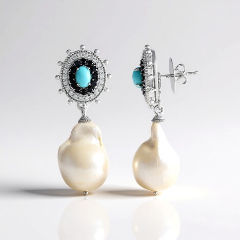 Orecchini in argento con Perla d'Acqua Dolce Bianca (Dallas Prince Designs)