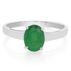 Anello placcato in platino con Smeraldo Bahia