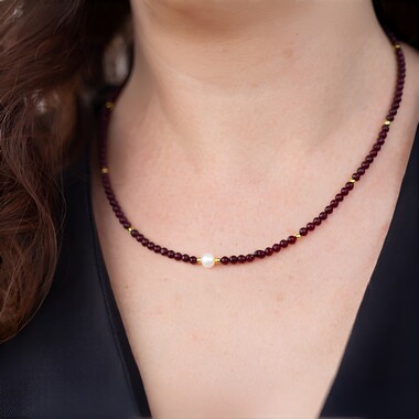 Collier en argent et Hématite dorée (Riya)