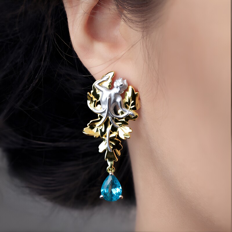 Kolczyki ze srebra - Topaz Paraiba (Gems en Vogue)