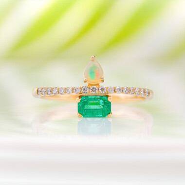 14K AAA Zambian Emerald Gold Ring (CIRARI)