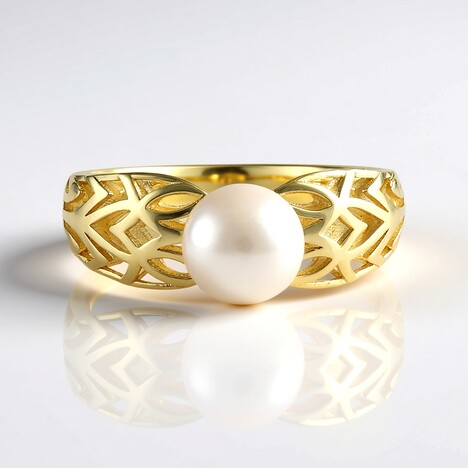 Anello in oro con Perla d'Acqua Dolce Bianca (Ornaments by de Melo)