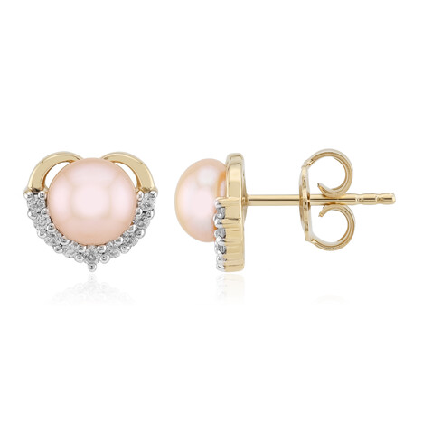 Pendientes en plata con Perla durazno Freshwater (TPC)