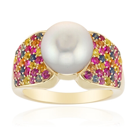 Anello in oro con Perla dei Mari del Sud Argentata (Michelle Albala)