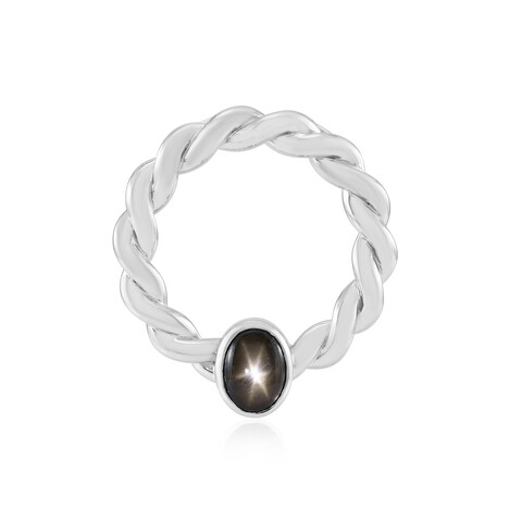 Zilveren hanger met een zwarte ster saffier (de Melo Essence)