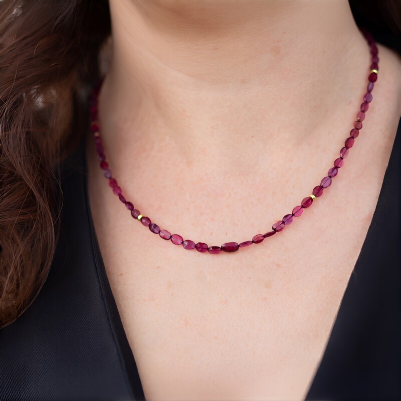 Gouden halsketting met Nigeriaanse roze toermalijnen (CUSTODANA)