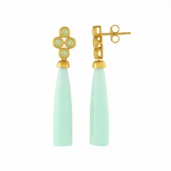 Pendientes en oro con Calcedonia verde (KM by Juwelo)